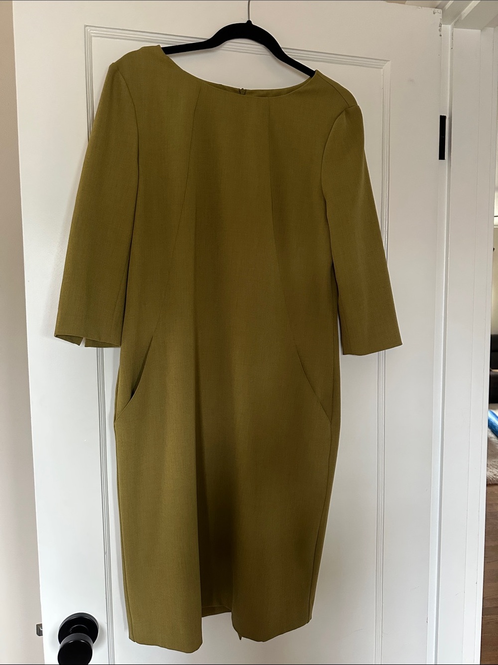 MM Lafleur Etsusko Olive-Green Midi Shift Dress